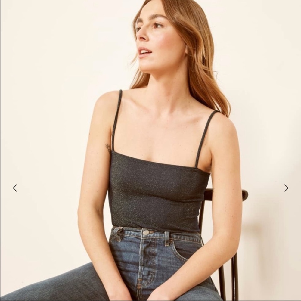 Reformation Isabella Top Navy Shimmer